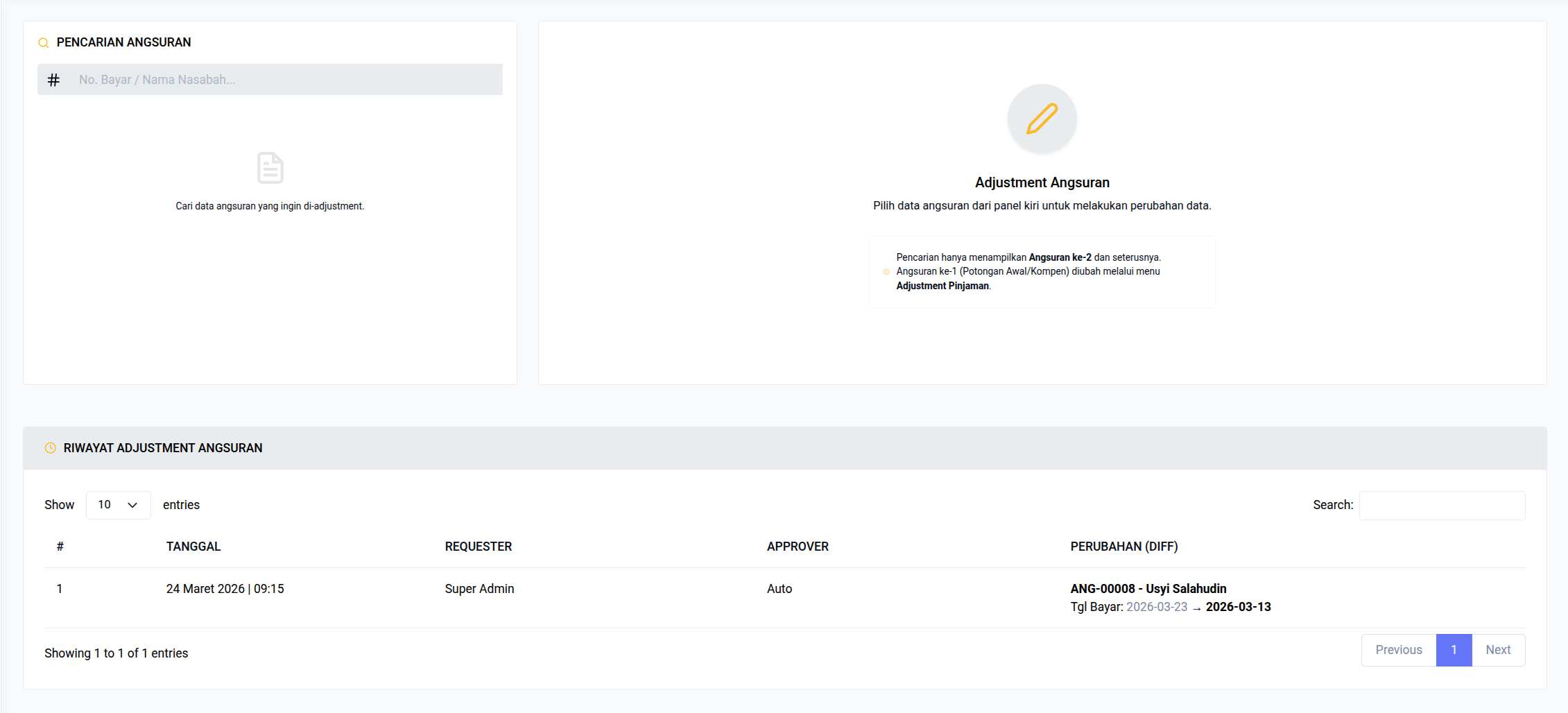 Monitoring Adjustment Angsuran
