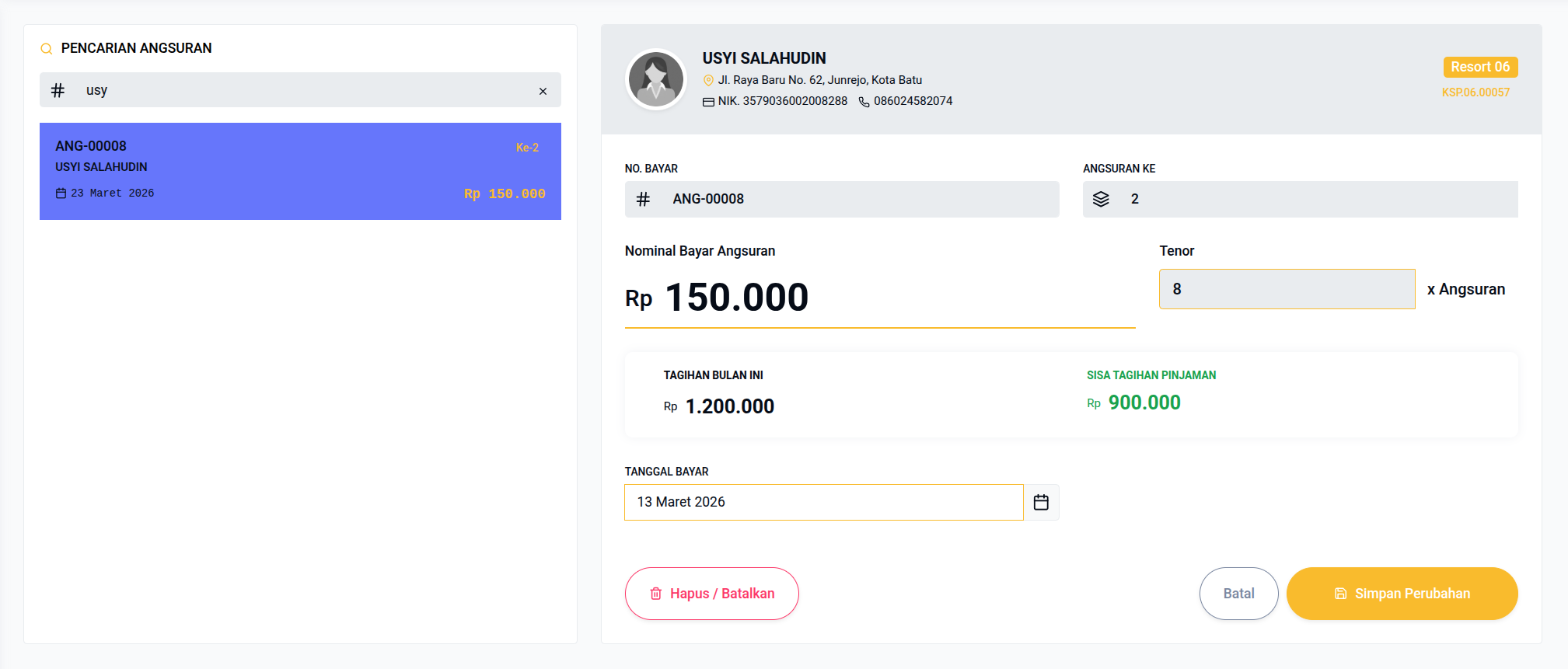 Proses Adjustment Angsuran