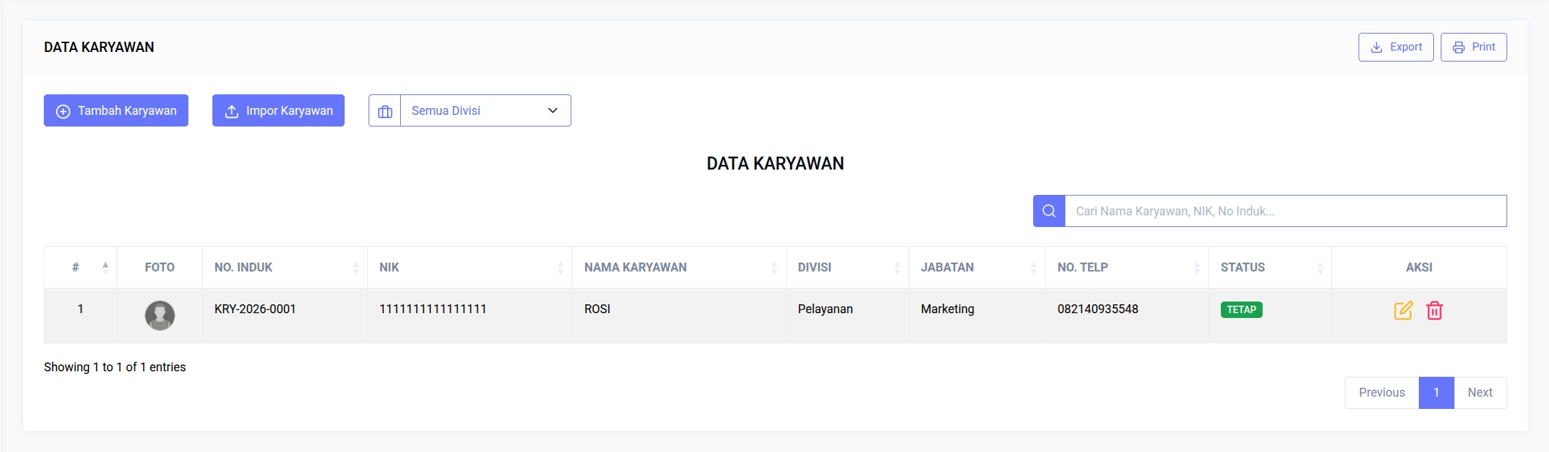 Monitoring Karyawan