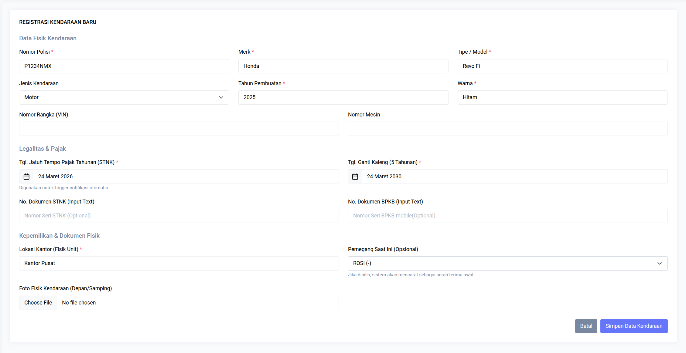 Registrasi Kendaraan