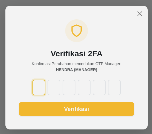 Konfirmasi 2FA Adjustment